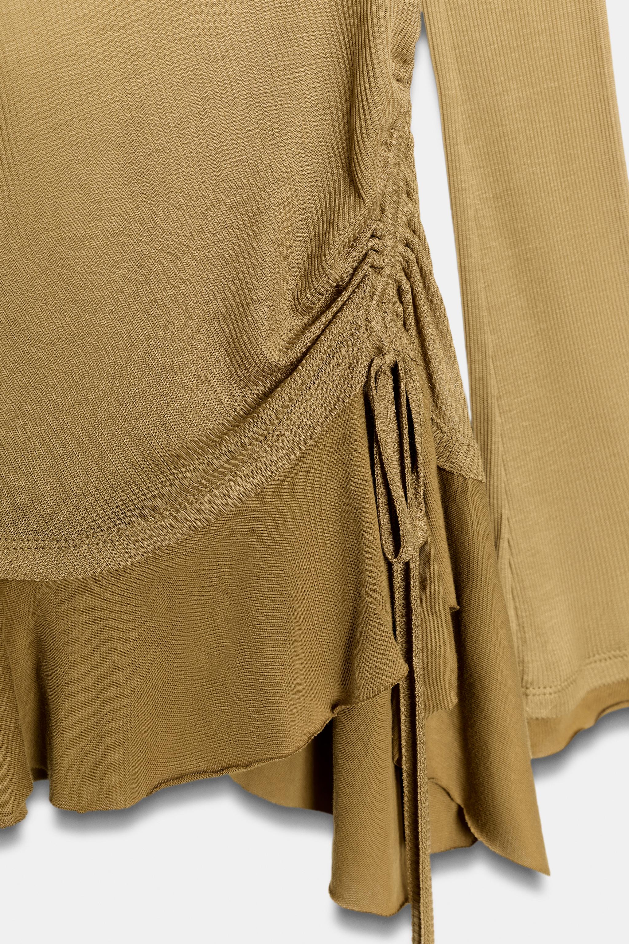 RUFFLED ASYMMETRICAL RUCHED TOP